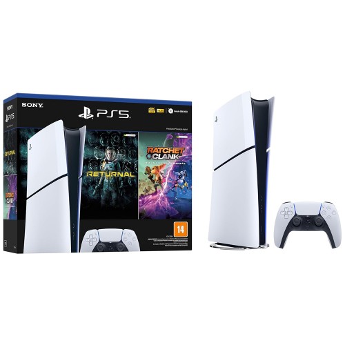 Console Playstation 5 Slim Digital Edition + Returnal e Ratchet &amp;amp; Clank, 1TB, Com 1 Controle PS5