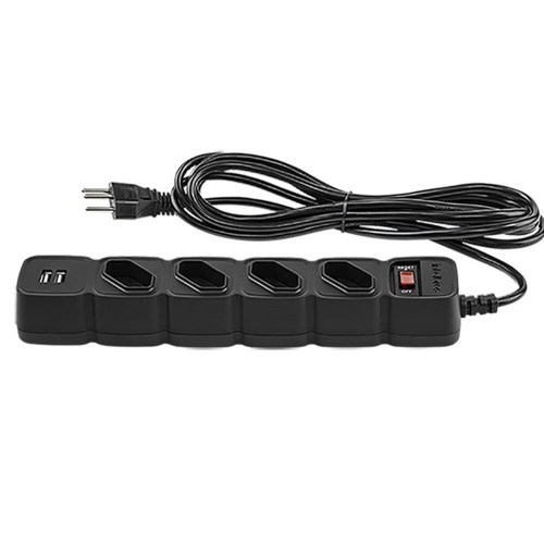 Filtro de Linha Intelbras EPE 204, 4 Tomadas, 2 USB, 1m, Bivolt, Black, EPE 204 USB + PT