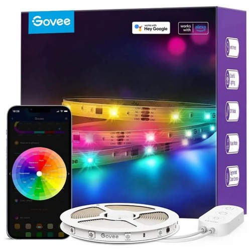 Fita De LED Govee RGBIC Basic, WIFI, Bluetooth, Controle Por Voz, 10M, H618C3D1