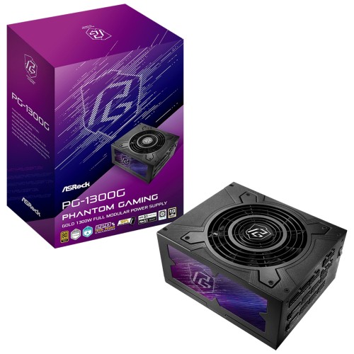 Fonte ASRock Phantom Gaming, 1300W, 80 Plus Gold, Cybenetics Platinum, Full Modular, ATX 3.1, PCIe 5.1, Preto, PG-1300G