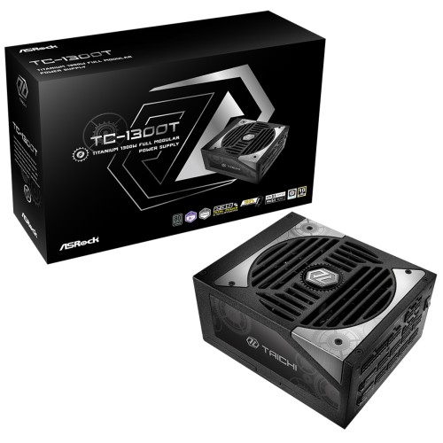 Fonte ASRock Taichi, 1300W, 80 Plus Titanium, Cybenetics Titanium, Full Modular, ATX 3.1, PCIe 5.1, Preto, TC-1300T