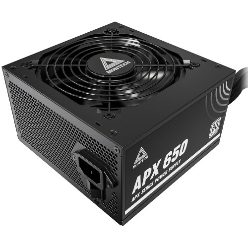 Fonte Montech APX650, 650W, 80 Plus White, PFC Ativo, Preto