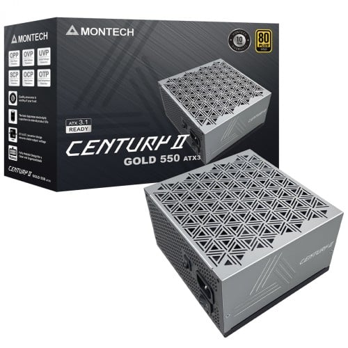 Fonte Montech Century II 550W, 80 Plus Gold, ATX 3.1, PFC Ativo, Full Modular, Cinza