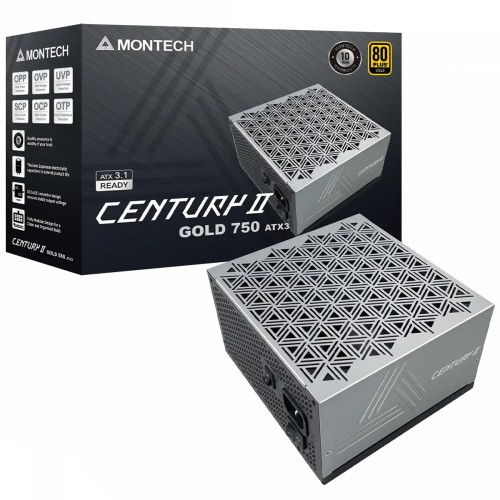 Fonte Montech Century II 750W, 80 Plus Gold, ATX 3.1, PFC Ativo, Full Modular, Cinza
