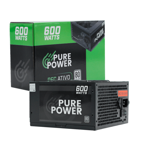 Fonte Pure Power, 600W, 80 Plus White, PFC Ativo, Black, PP-PSU2-600W PFC
