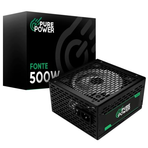 Fonte Pure Power Core, 500W, 80 Plus Bronze, ATX, PFC Ativo, Preto, PP-PS-CRB500FN