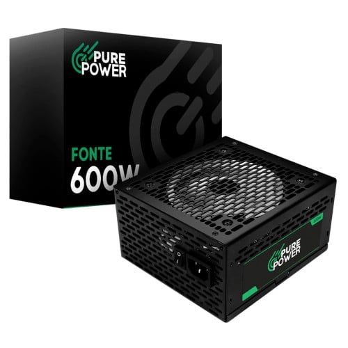 Fonte Pure Power Core, 600W, 80 Plus Bronze, ATX, PFC Ativo, Preto, PP-PS-CRB600FN