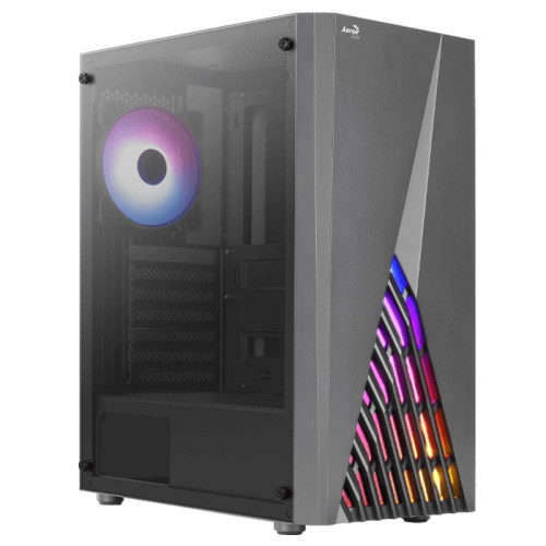 Gabinete Gamer Aerocool Delta, RGB, Mid Tower, Vidro Temperado, Black, ATX, Sem Fonte, Com 1 Fan