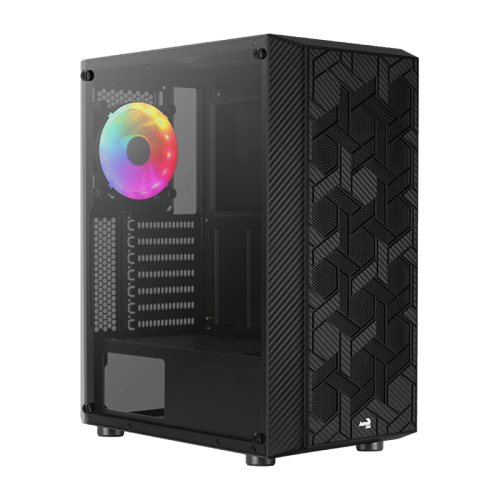 Gabinete Gamer Aerocool Hive, Mid Tower, Vidro Temperado, Black, ATX, Sem Fonte, Com 1 Fan, Hive-G-BK-V3