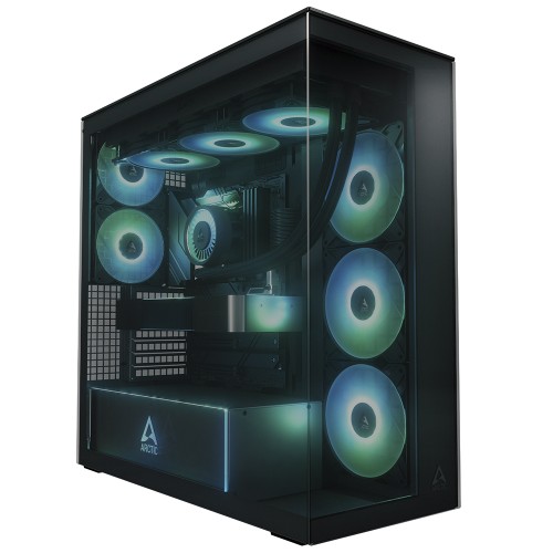 Gabinete Gamer Arctic Xtender Black, Mid Tower, Vidro Temperado Fumê, E-ATX, Com 5 Fans, Preto, ACPCC00015A
