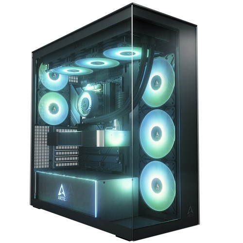 Gabinete Gamer Arctic Xtender, Mid Tower, Vidro Temperado Espelhado, E-ATX, Com 5 Fans, Preto, ACPCC00018A