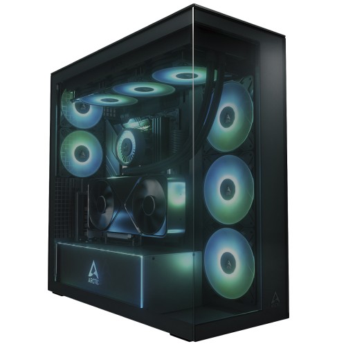 Gabinete Gamer Arctic Xtender VG Black, Mid Tower, Vidro Temperado Fumê, E-ATX, Com 5 Fans, Preto, ACPCC00016A