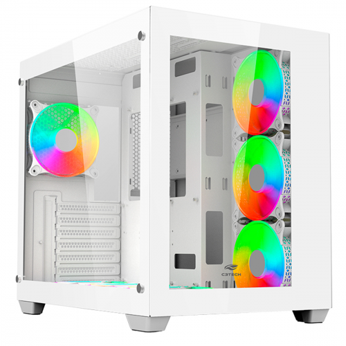 Gabinete Gamer C3Tech Aquarius, Mid Tower, Vidro Temperado, ATX, White, Sem Font, Sem Fan, MT-G910WH