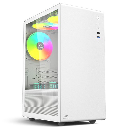 Gabinete Gamer C3Tech MT-G200WH, Mid Tower, Vidro Temperado, M-ATX, White, Sem Fonte, Com 3 Fans