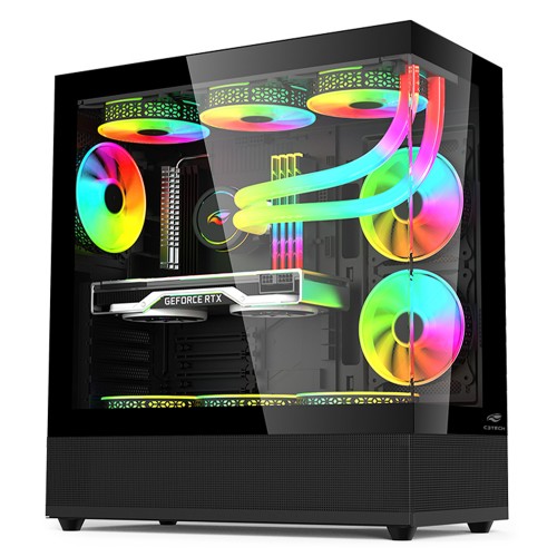 Gabinete Gamer C3Tech MT-G850BK, Mid Tower, Vidro Temperado, ATX, Preto, Sem Fonte, Sem Fan
