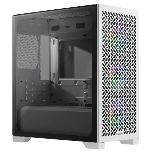 Gabinete Gamer Cooler Master Elite 302, ARGB, Vidro Temperado, Mid Tower, mATX, Com 3 Fans, Branco, E302-WGNN-SAZ