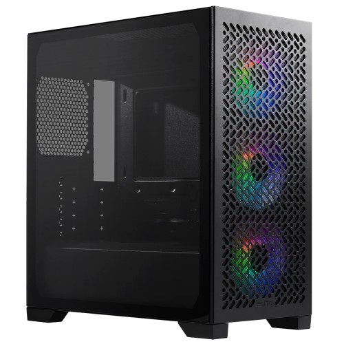 Gabinete Gamer Cooler Master Elite 302, ARGB, Vidro Temperado, Mid Tower, mATX, Com 3 Fans, Preto, E302-KGNN-S00