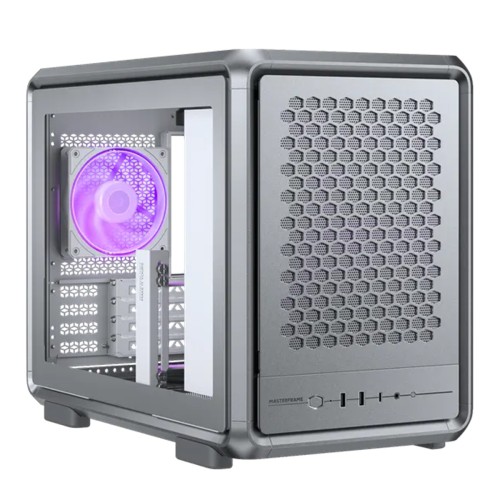 Gabinete Gamer Cooler Master MasterFrame 400 Mesh, ARGB, Mid-Tower, Vidro Temperado, M-ATX, Prata, Com 1 Fan, MF400M-SHNN-S00