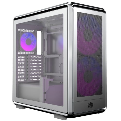 Gabinete Gamer Cooler Master MasterFrame 600 Mesh, ARGB, Mid-Tower, Vidro Temperado, E-ATX, Prata, Com 3 Fans, MF600M-SGNN-S01