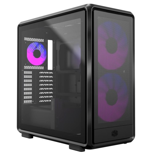 Gabinete Gamer Cooler Master MasterFrame 600 Mesh, ARGB, Mid-Tower, Vidro Temperado, E-ATX, Preto, Com 3 Fans, MF600M-KGNN-S01