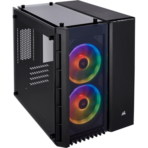 Gabinete Gamer Corsair Crystal 280x RGB, Mini Tower, Sem Fan, Vidro Temperado, Black, Sem Fonte, CC-9011135-WW
