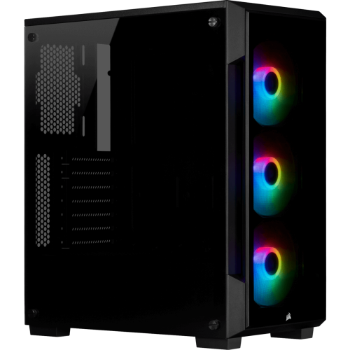 Gabinete Gamer Corsair iCue 220T, Mid Tower, Com 3 Fans, Vidro Temperado, Black, Sem Fonte, CC-9011190-WW