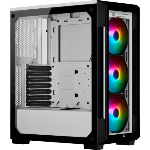 Gabinete Gamer Corsair, iCue 220T, Mid Tower, Vidro Temperado, White, Sem Fonte, Com 3 Fans, CC-9011191-WW