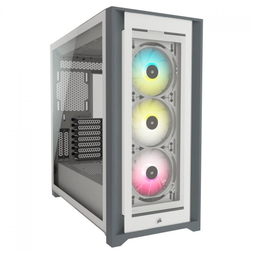 Gabinete Gamer Corsair iCUE 5000X RGB, Mid Tower, Vidro Temperado, White, ATX, Sem Fonte, Com 3 Fans, CC-9011213-WW