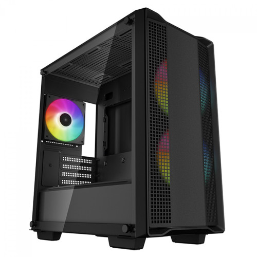 Gabinete Gamer DeepCool CC360 BK ARGB, Black, Mid Tower, Vidro Temperado, MATX, Sem Fonte, Com 3 Fans, R-CC360-BKAPM3-G-1