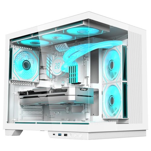 Gabinete Gamer Fortrek Clarity Max White, Mid Tower, Vidro Temperado, ATX, Branco, Sem Fonte, Sem Fans