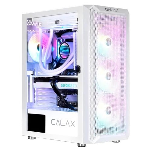 Gabinete Gamer Galax Revolution-07, Mid Tower, Vidro Temperado, ATX, Com 4 Fans, Branco, CGG7AGWA4B0-GLXG