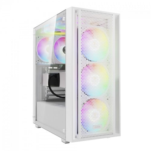 Gabinete Gamer Gamdias Aura GC2 Elite ARGB, Vidro Temperado, ATX, Mid Tower, Com 4 Fans, Sem Fonte, White