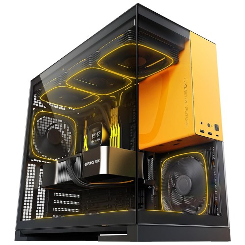 Gabinete Gamer Geometric Future Model 5, Mid Tower, Vidro Temperado, EATX, Sem Fonte, Com 5 Fans ARGB, Preto e Amarelo, GEO-M5F-BY