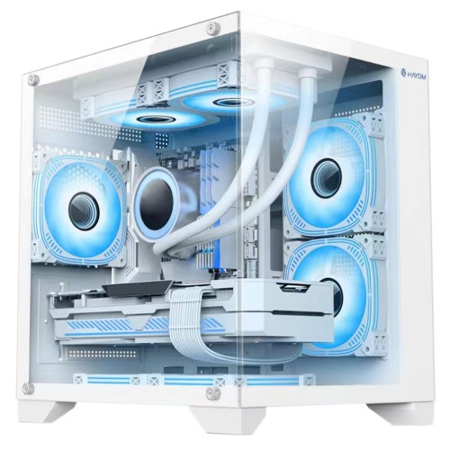 Gabinete Gamer Hayom GB1791, Aquario, Mini Tower, Vidro Temperado, m-ATX, Com 4 Fans, Sem Fonte, Branco - Open Box