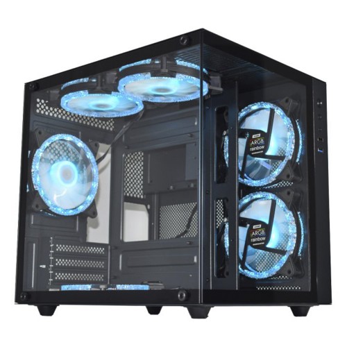 Gabinete Gamer K-MEX Aquario Micro, Mini Tower, Vidro Temperado, M-ATX, Black, Sem Fonte, Sem Fan, CG-02SB