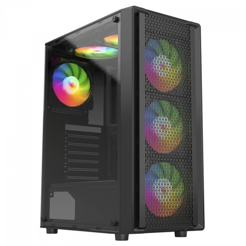 Gabinete Gamer Liketec Storm Mesh, Mid Tower, Vidro Temperado, ATX, Sem Fonte, Com 3 Fans Rainbow - Open Box