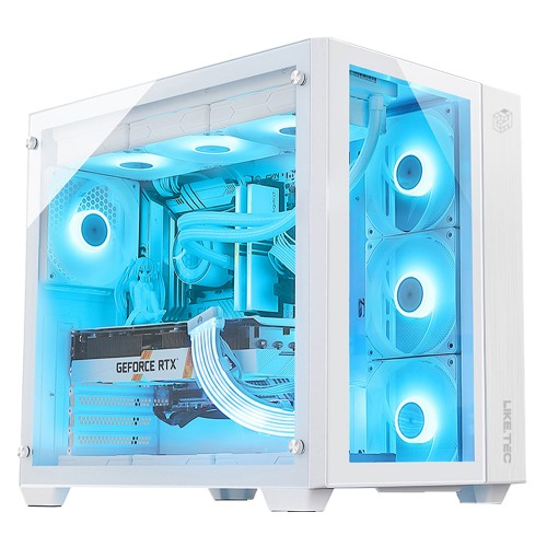 Gabinete Gamer Liketec Zeus V2 Snow, Mid Tower, Vidro Temperado, ATX, White, Sem Fonte, Sem Fan