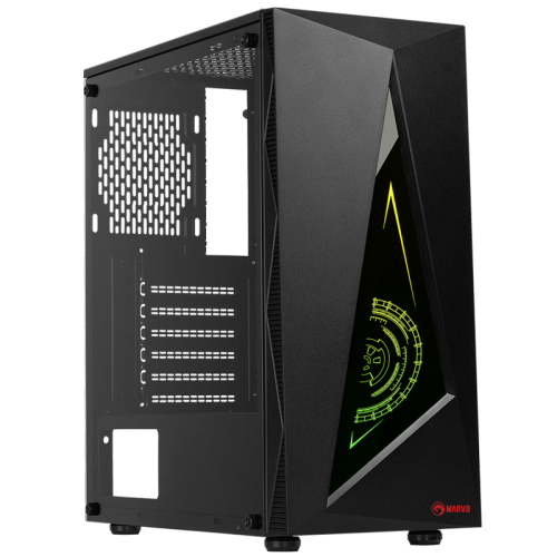 Gabinete Gamer Marvo CA-119 BK, RGB, Mid Tower, Vidro Temperado, Black, Sem Fonte, Sem Fan