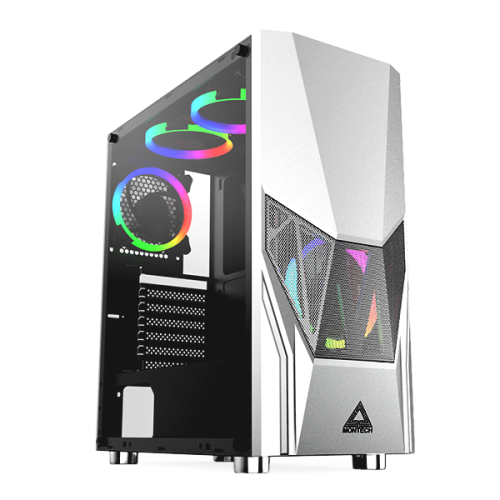Gabinete Gamer Montech FIGHTER 500, Mid Tower, White, ATX, 4 Fans, Vidro Temperado