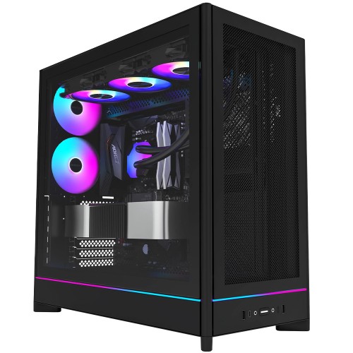 Gabinete Gamer Montech HS01 PRO, ARGB, Mid Tower, ATX, Sem Fonte, Com 5 Fans, Preto