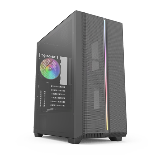 Gabinete Gamer Montech Sky One ARGB, Mid Tower, Vidro Temperado, Black, E-ATX, Sem Fonte, Com 2 Fans