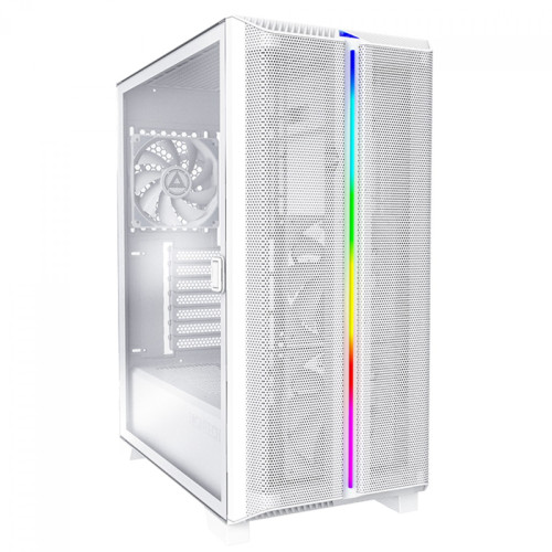 Gabinete Gamer Montech Sky One Lite, ARGB, Mid Tower, Vidro Temperado, ATX, White, Sem Fonte, Com 3 Fans