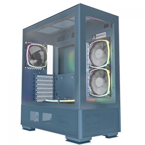 Gabinete Gamer Montech Sky Two, ARGB, Mid Tower, Vidro Temperado, ATX, Blue, Sem Fonte, Com 4 Fans