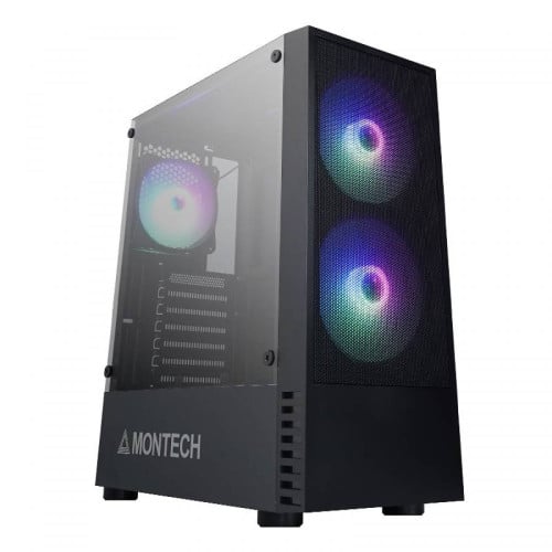 Gabinete Gamer Montech X2 MESH, Mid Tower, Vidro Temperado, Black, ATX, Sem Fonte, Com 3 Fans Rainbow - OPEN BOX