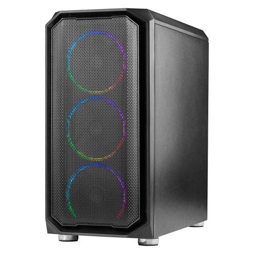 Gabinete Gamer Ninja Apolo, Mid Tower, RGB, mATX, Black, Sem Fonte, Com 3 Fans