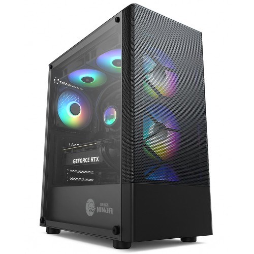 Gabinete Gamer Ninja Hive, Mid Tower, Vidro Temperado, Sem Fonte, Com 3 Fans, GN-CS-HVMTB3F - Open Box