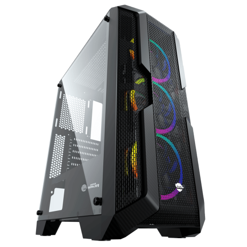 Gabinete Gamer Ninja Kage, RGB, Mid Tower, Vidro Temperado, ATX, Sem Fonte, Com 3 Fans