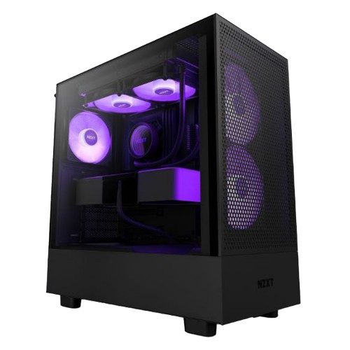 Gabinete Gamer NZXT H5 Flow RGB, Mid Tower, Vidro Temperado, ATX, Black, Sem Fonte, Com 4 Fans, CC-H51FB-R1