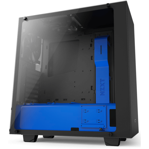 Gabinete Gamer NZXT S340 Elite, Mid Tower, Com 2 Fans, Vidro Temperado, Black-Blue, Sem Fonte, CA-S340W-B5