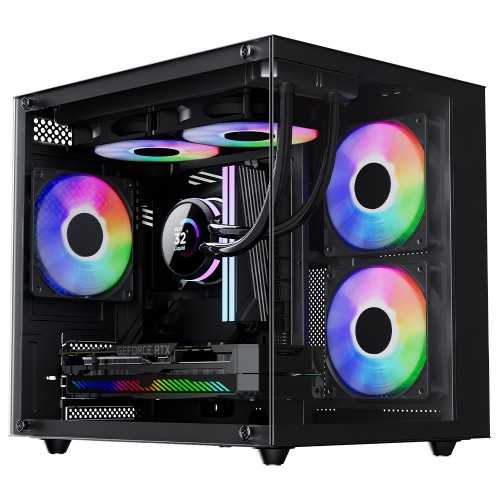 Gabinete Gamer Pure Power Aqua, Mid Tower, Vidro Temperado, M-ATX, Sem Fonte, Sem Fan, Preto, PP-CS-AQMABSF